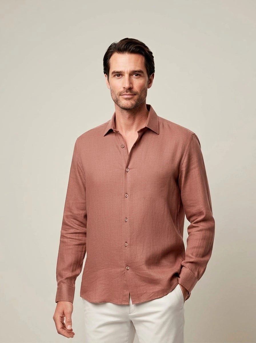 Camisa Lino Terracota