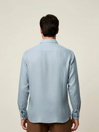 Camisa Azul Cuello Natural