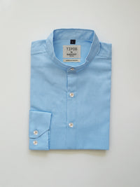 Camisa Azul Cuello Mao