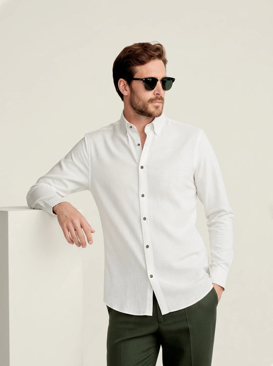 Camisa Blanca Cuello Natural